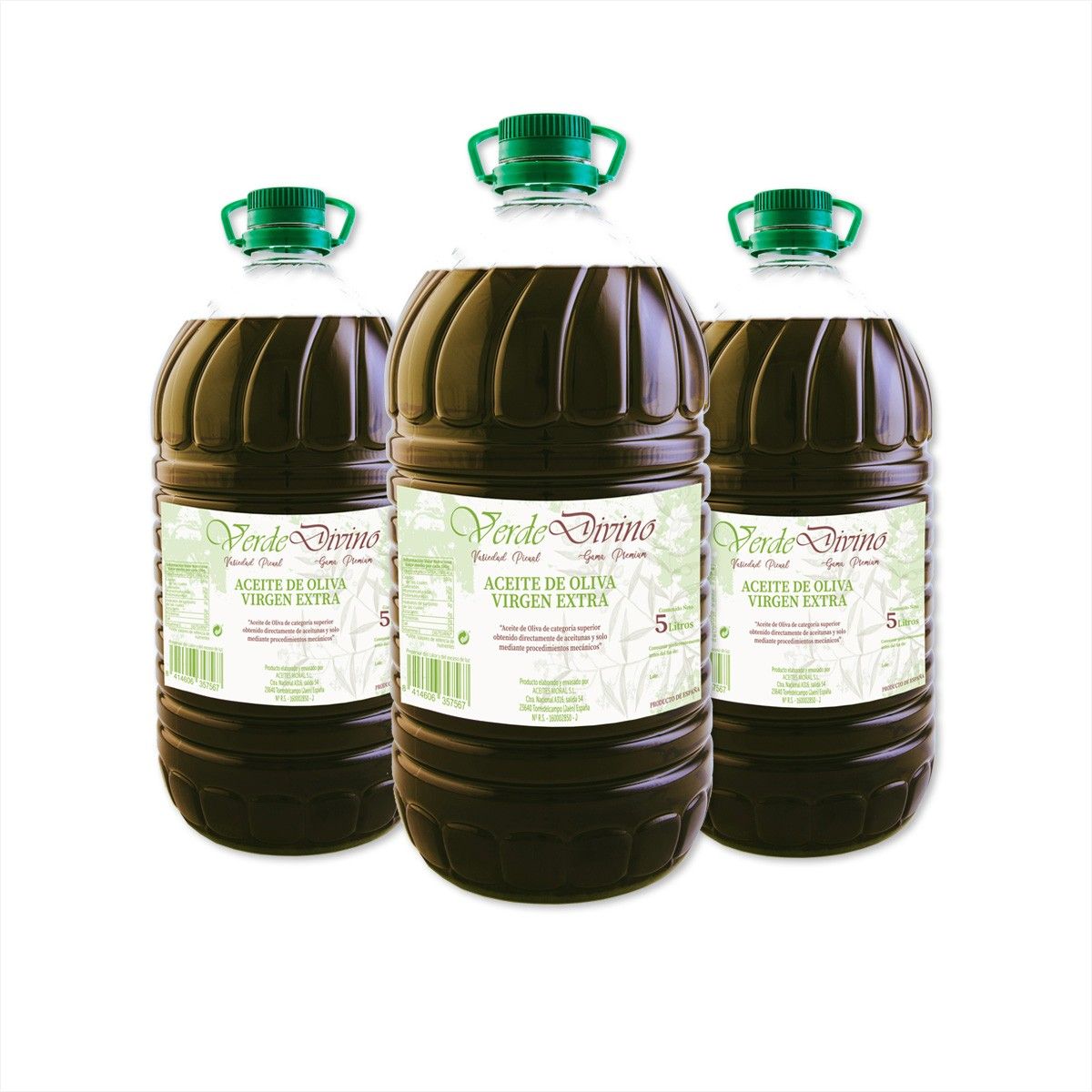 Carafes d'huile d'olive vierge extra 5Litres 3 Unités