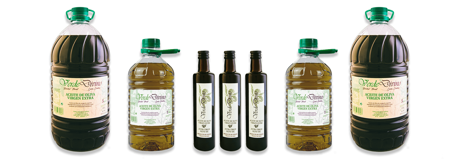 Gamme de carafes d'huile d'olive extra vierge Verde Divino